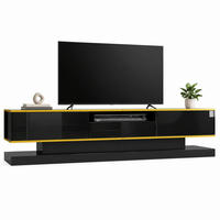 TV-ELEMENT mit 3 Schubladen 180 x 38 x 45 cm Schwarz Hochglanz mit LED - Schwarz, Holzwerkstoff (38/45/180cm) - Beauniv