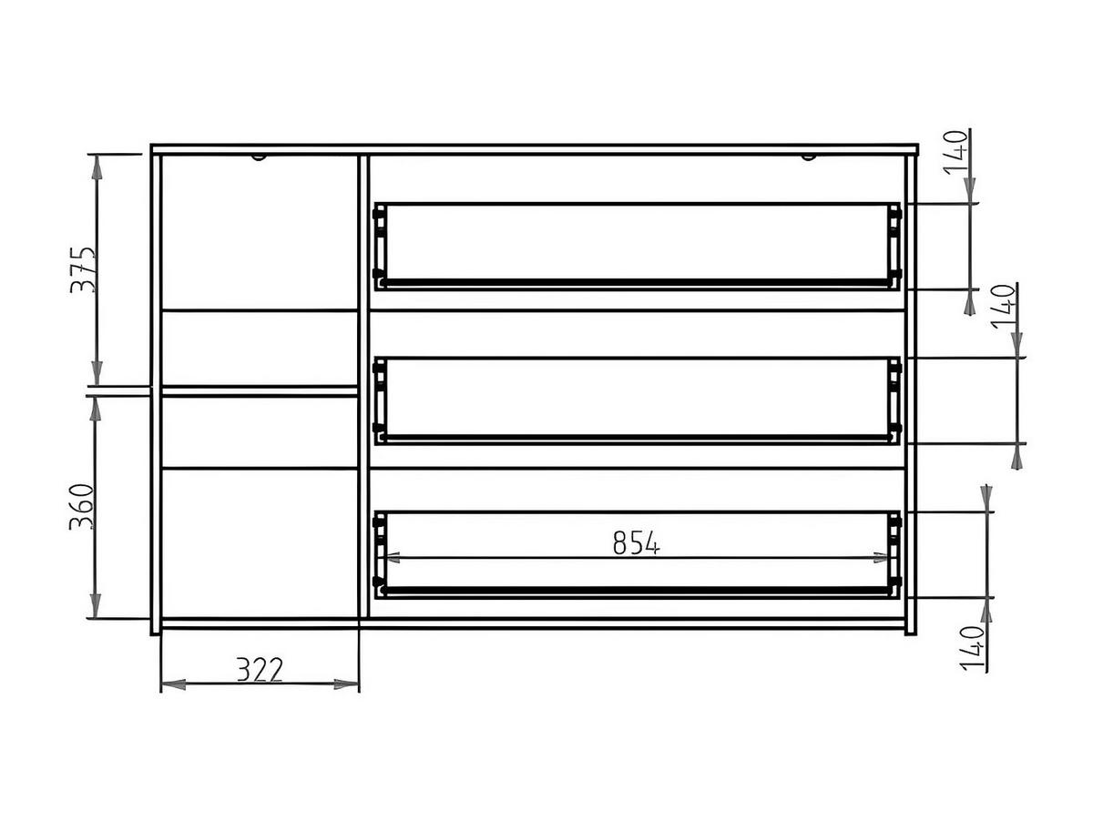 KOMMODE - 125 cm x 36.5 cm - holz - schwarz, naturfarben hell Tunalo - Schwarz/Naturfarben, Holz (125/79.7/36cm) - Vente-Unique