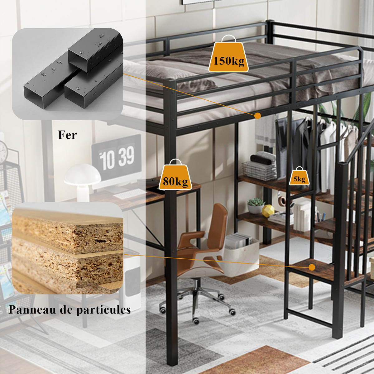 HOCHBETT 120/200 cm Schwarz, Vintage-Holz - Schwarz, Holzwerkstoff/Metall - Raumix
