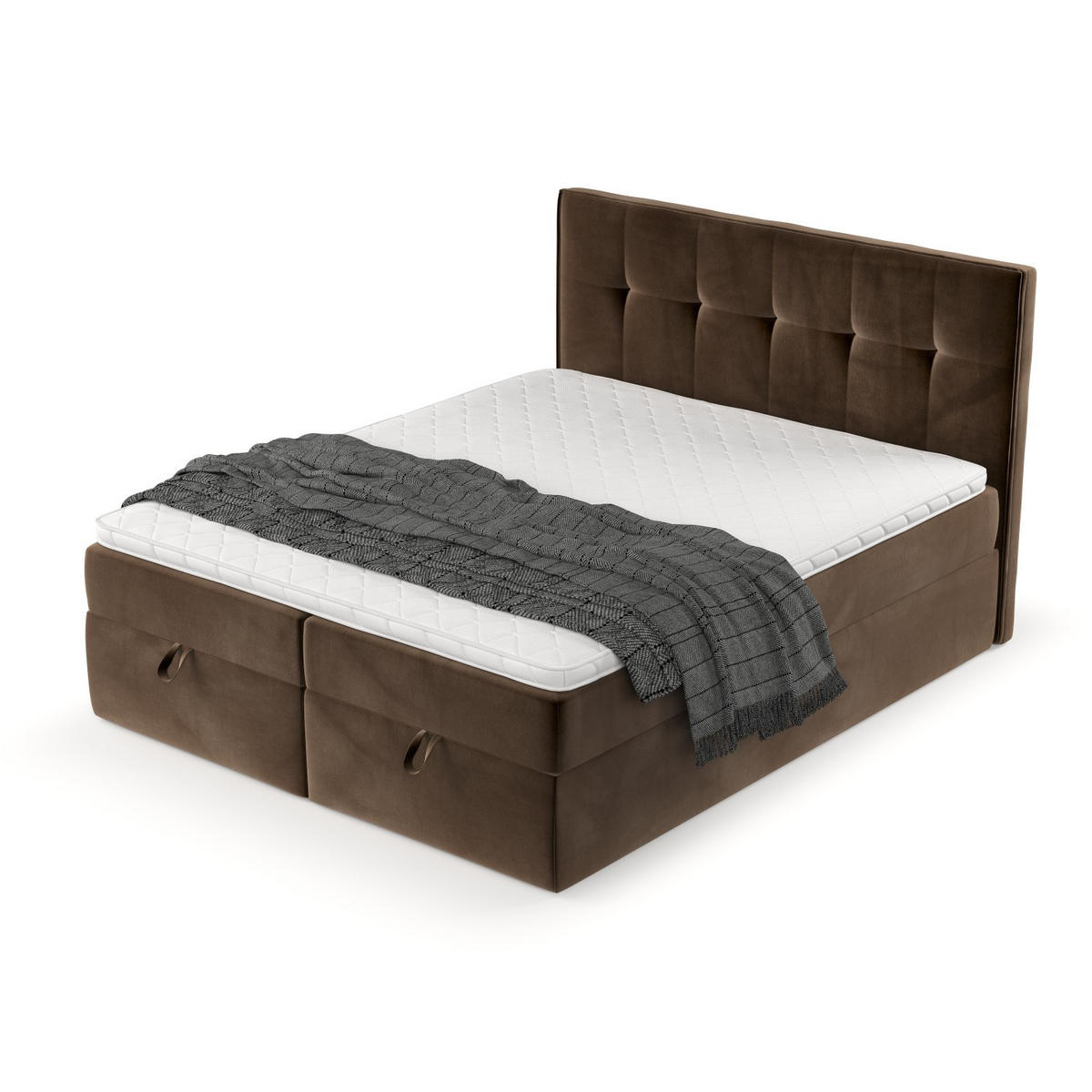 BOXBETT Tivra 160/200 cm Braun im Kronos Stoff - Schwarz/Braun, Holz/Holzwerkstoff (160/200cm) - AltaBeds