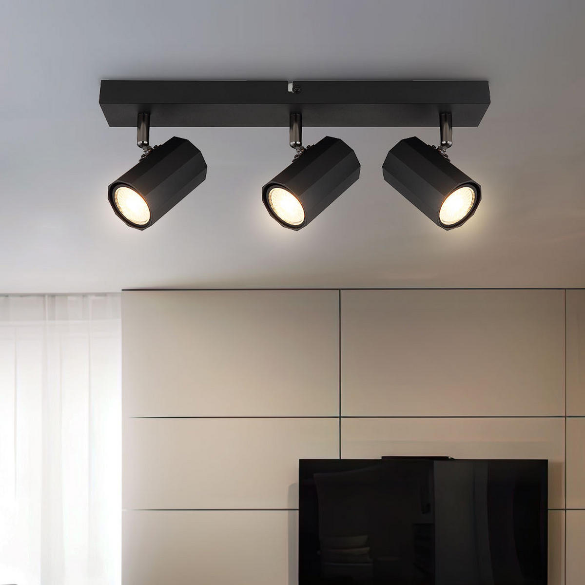 DECKENLEUCHTE JAMES Schwarz - Schwarz, Metall (39/6/14.5cm) - Globo Lighting