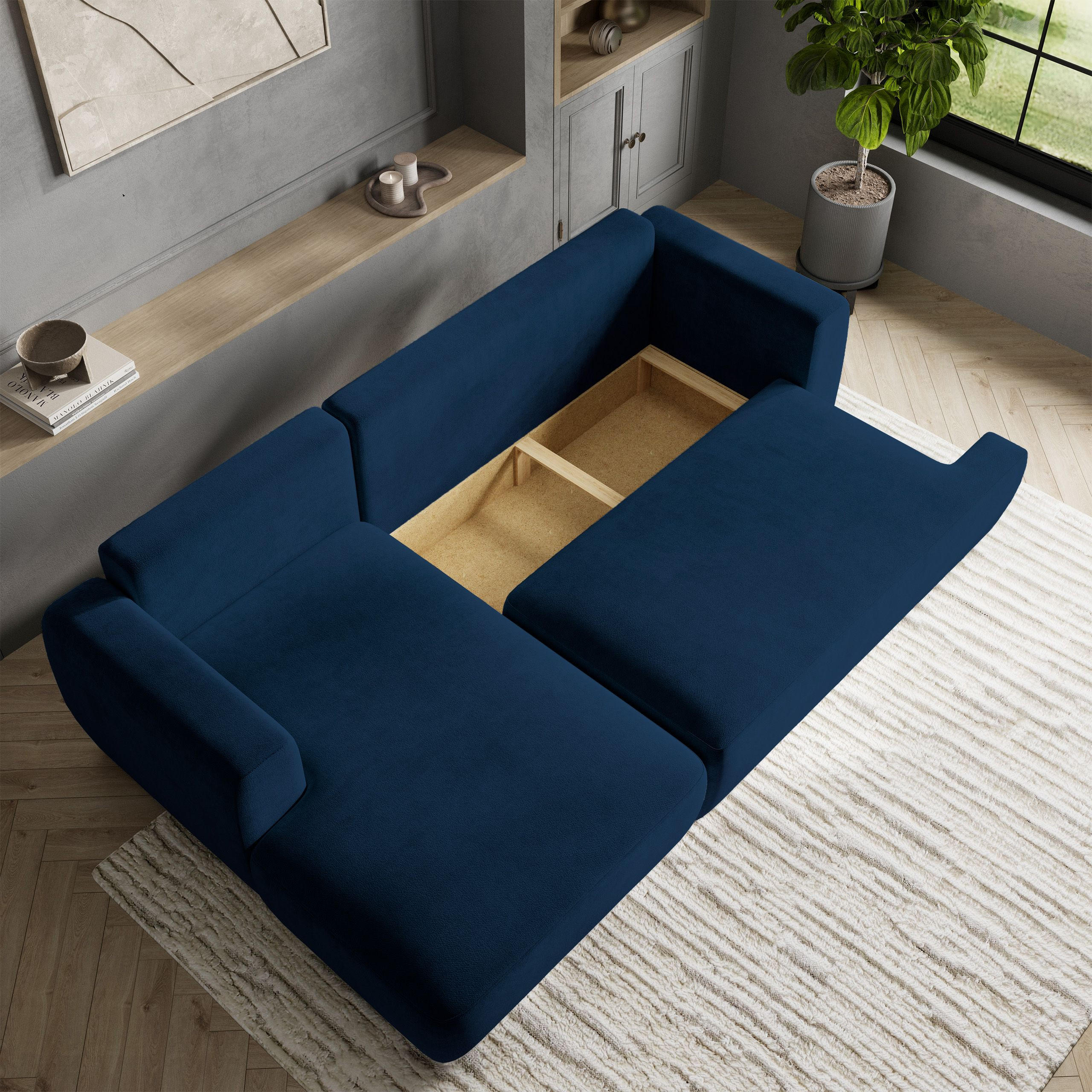 Thumbnail - Masseno Ecksofa, Blau, Textil, 3-Sitzer, L-Form,L-Form, 246x148 cm, Wohnzimmer, Sofas & Couches, Wohnlandschaften, Eckso...