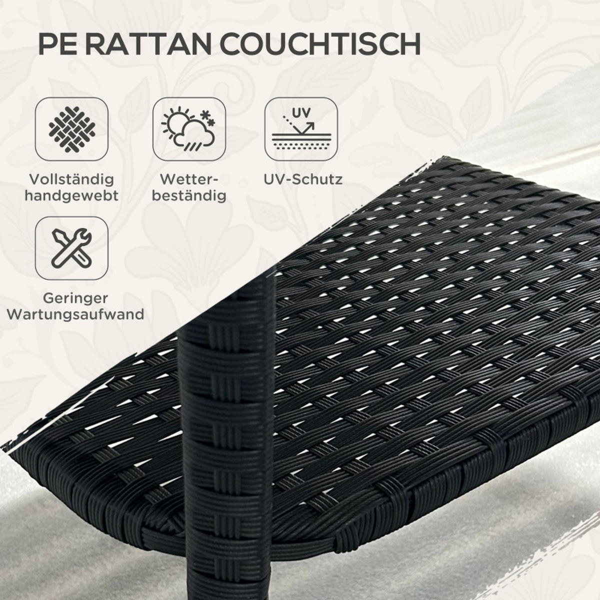 GARTEN BEISTELLTISCH Quadratisch Braun - Schwarz, Metall (50/50/45cm) - ComfortXL