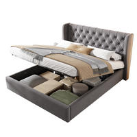 POLSTERBETT 140/200 cm Grau mit hydraulischem Bettkasten und Lattenrost - Grau, Textil (140/200cm) - OKWISH