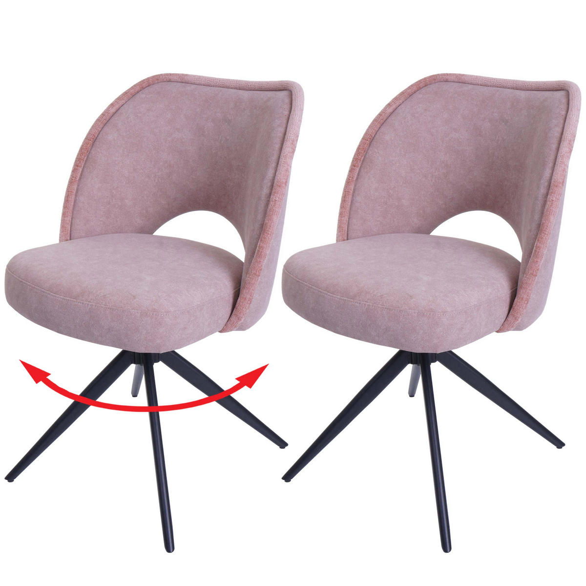 ESSZIMMERSTUHL Altrosa 2er-Set - Altrosa, Textil (54/84/60cm) - MCW