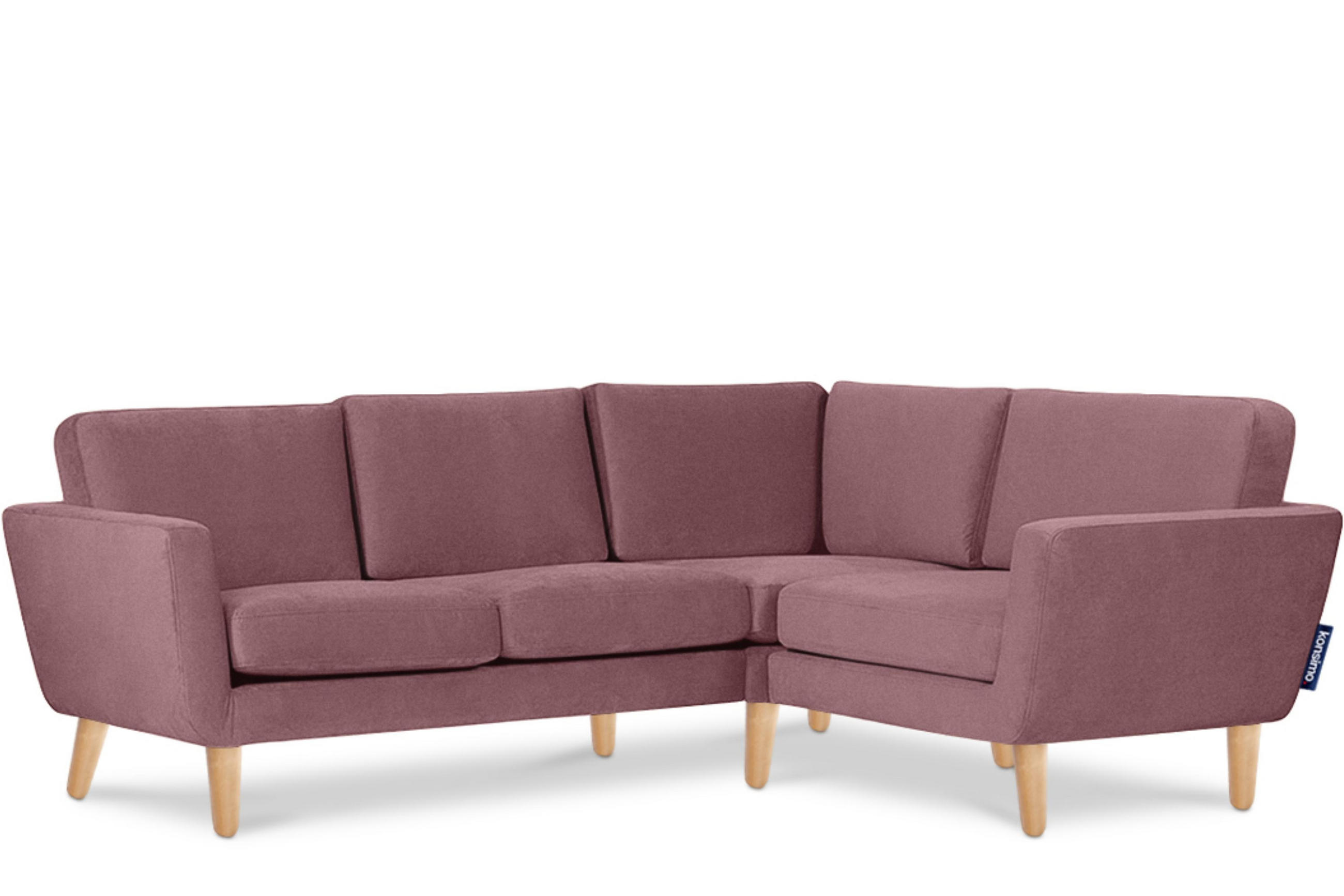 ECKSOFA-RECHTS TAGIO 3/4 Sitzer, rosa - Koralle/Braun, Buchenholz/Textil (220/181cm) - KONSIMO®