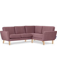 ECKSOFA-RECHTS TAGIO 3/4 Sitzer, rosa - Koralle/Braun, Buchenholz/Textil (220/181cm) - KONSIMO®