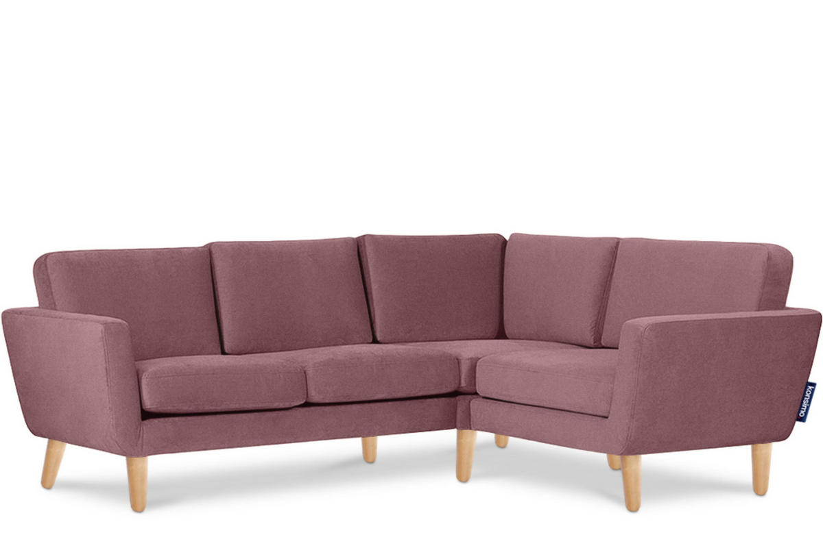 ECKSOFA-RECHTS TAGIO 3/4 Sitzer, rosa - Koralle/Braun, Buchenholz/Textil (220/181cm) - KONSIMO®