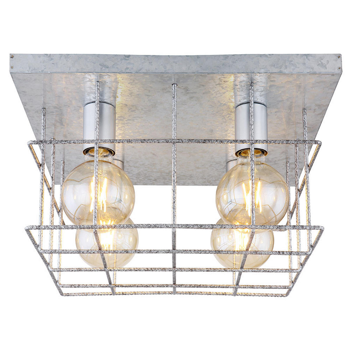 DECKENLEUCHTE Metall Silber Gitteroptik - Silberfarben, Metall (40/40/20cm) - Globo Lighting