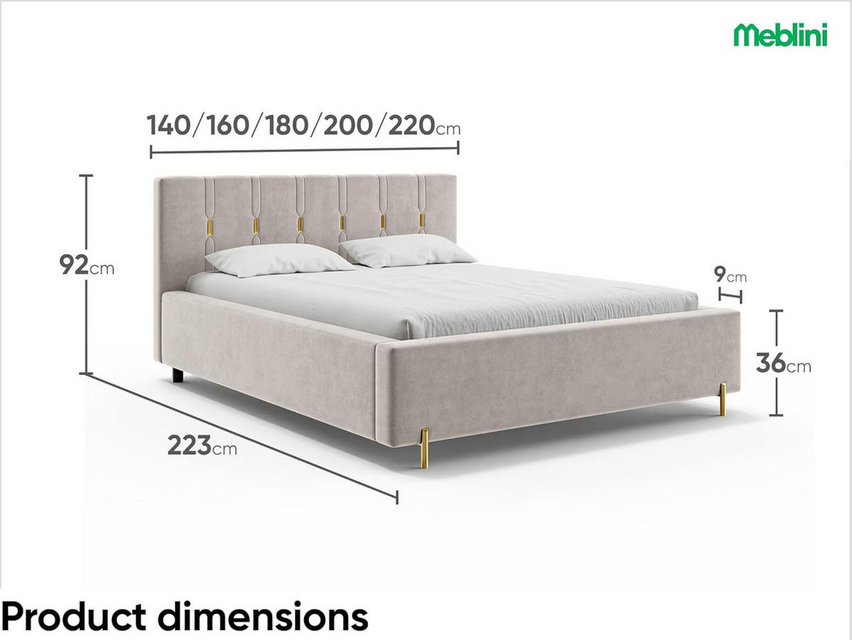 BETT FABIO - Taupe/Goldfarben, Holzwerkstoff (120/200cm) - Meblini