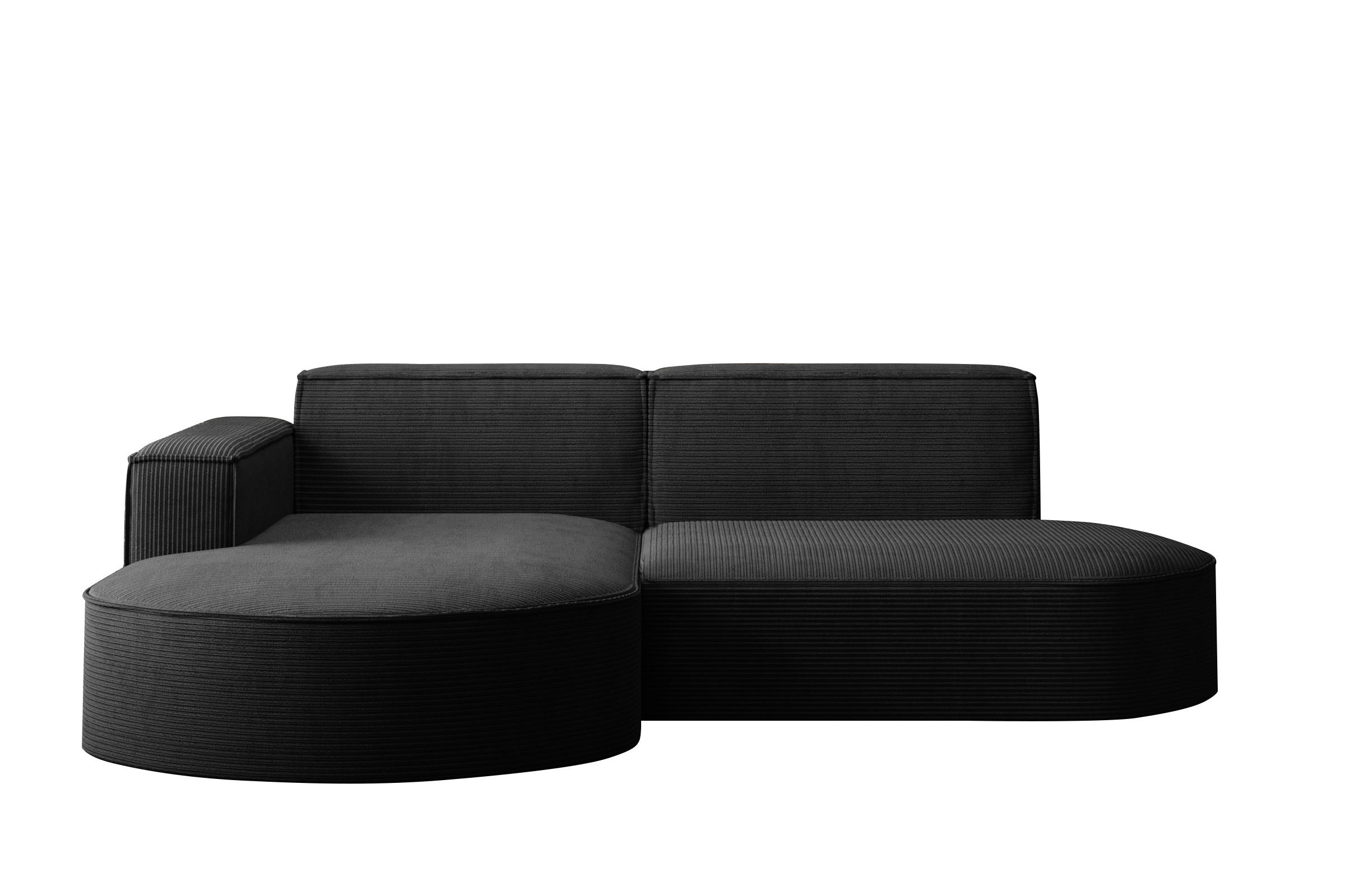 Kaiser Möbel ROHOVÁ SEDAČKA designová MODENA STUDIO, manšestrová tkanina Poso, Černá, Levá strana