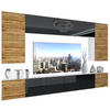 WOHNZIMMERWAND Schrankwand mit LED Wotan Eiche / Schwarz - Schwarz/Braun, Holz (300/180/36cm) - B BELINI GROUP