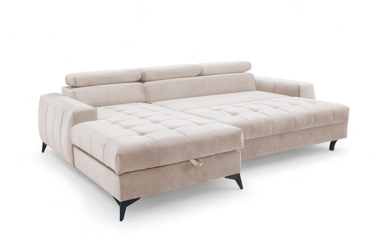 ECKSOFA Agnesa Xs In Salvador - Beige, Holzwerkstoff/Textil (260/200cm) - Fun Möbel