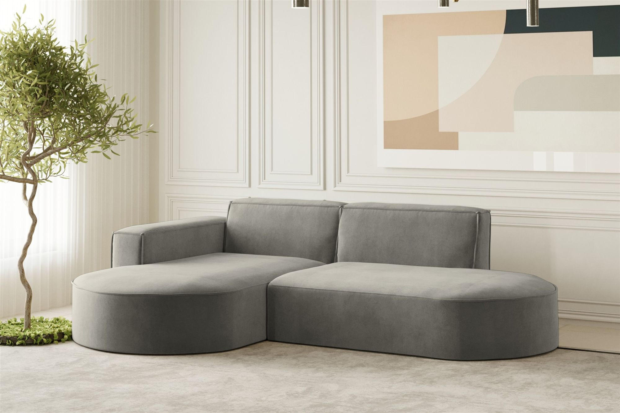 ECKSOFA Palma Xs In Noel - Grau, Holzwerkstoff/Textil (236/165cm) - Fun Möbel