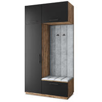 GARDEROBENSCHRANK REMA 120/240/60 cm Modern Eichefarben - Eichefarben/Schwarz, Holzwerkstoff (120/240/60cm) - MASSENO
