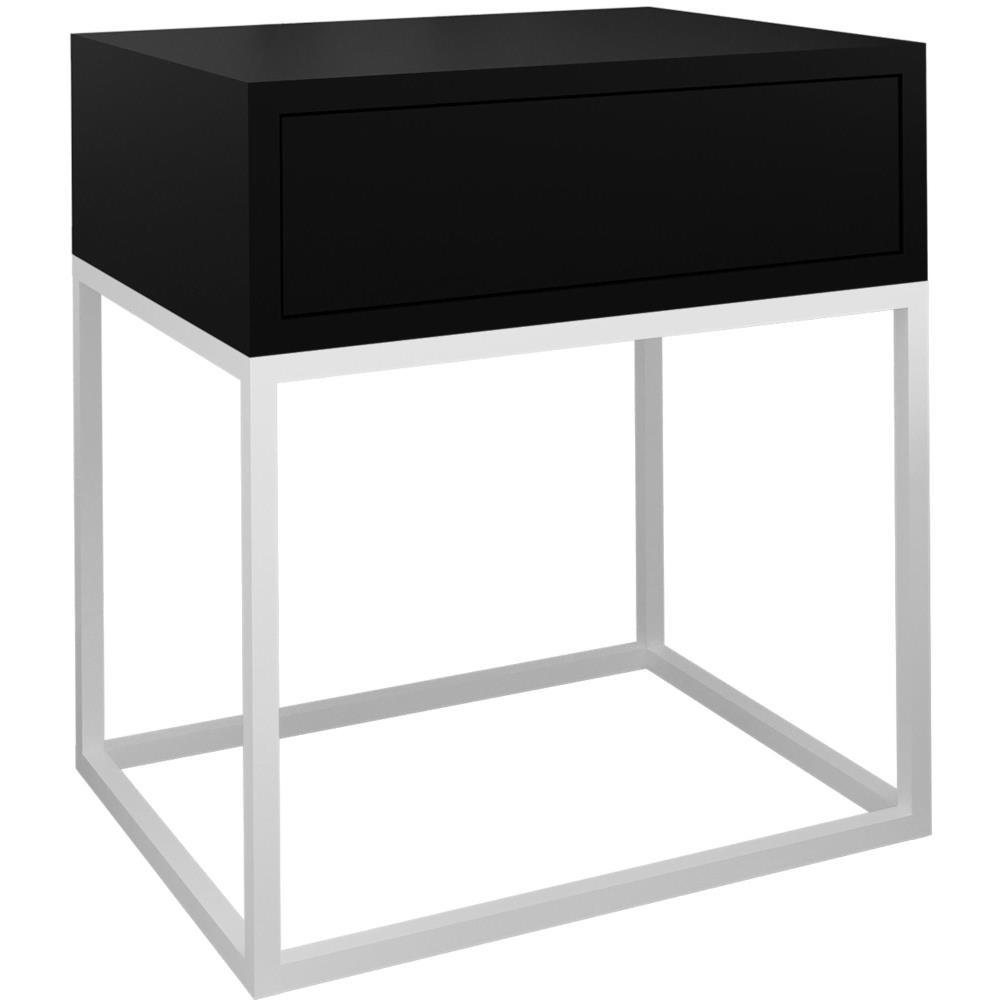 NACHTSCHRANK Kay 45/50/35 schwarz - Schwarz/Weiß, Holzwerkstoff/Metall (45/50/35cm) - Beautysofa
