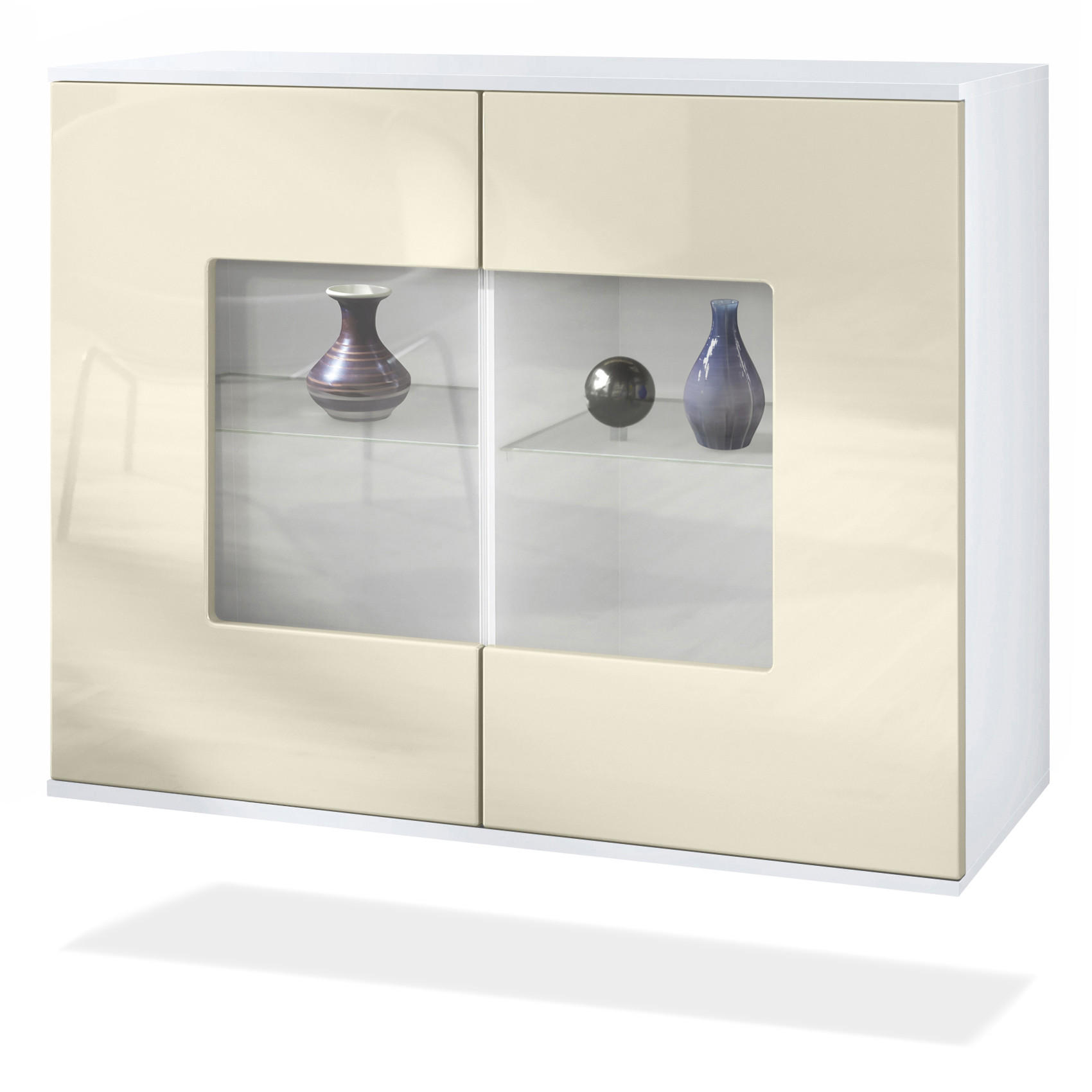 KOMMODE Grömitz Creme Hochglanz - Creme, Holzwerkstoff (92.5/73.5/35cm) - Vladon