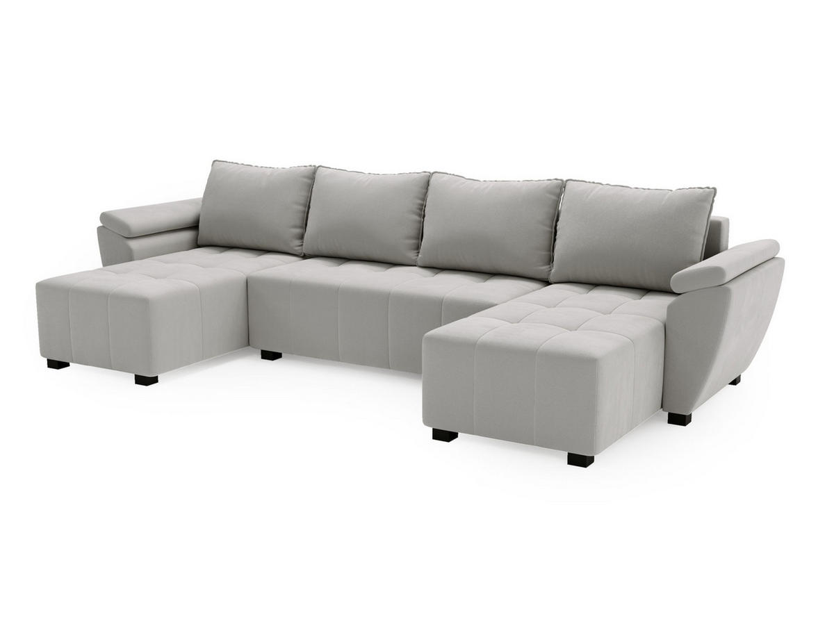 ECKSOFA ZEUS U Monolith 84 mit Schlaffunktion - Grau, Textil (305/88/140cm) - Bedante