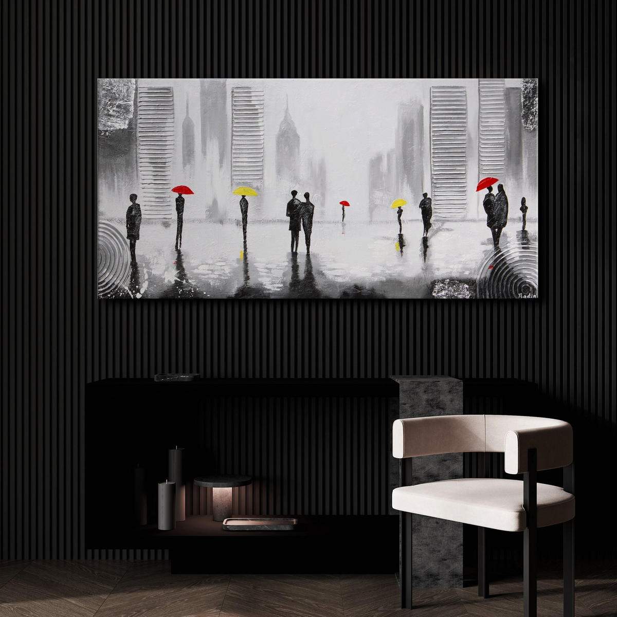 GEMÄLDE Angenehmes Treffen auf Keilrahmen 120x60 cm - Schwarz, Holz (200/100cm) - YS-art gallery
