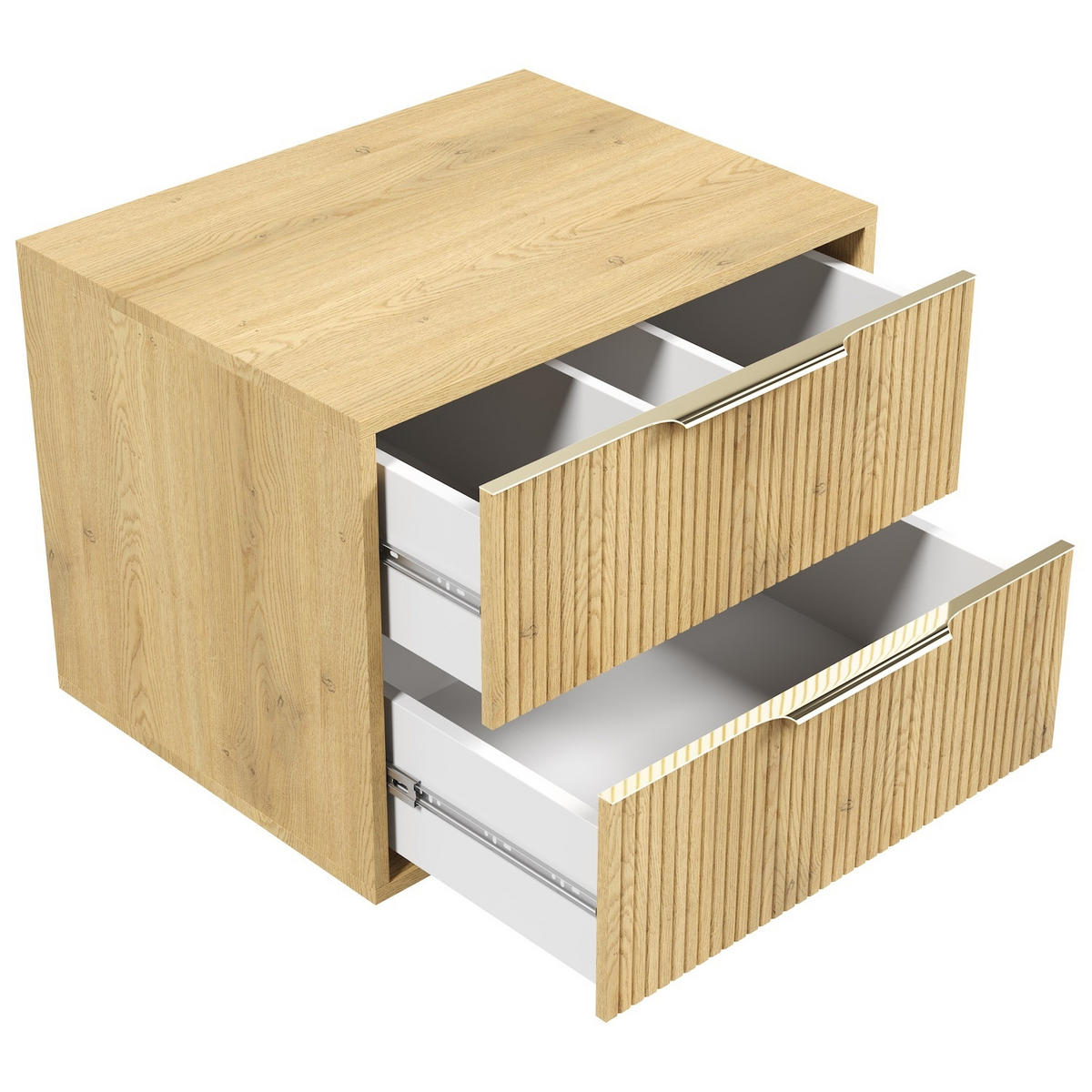 WASCHBECKENUNTERSCHRANK Rimini 2 Schubladen Eiche - 60 x 46 x 46 cm - Eichefarben, Holz (60/46/46cm) - Badplaats