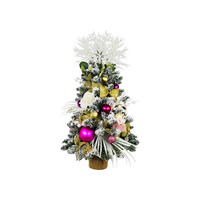 LAALU WEIHNACHTSBAUM geschmückt künstlich PINK DECORATION 60 cm mit LED-Beleuchtung IN FLOWER - Goldfarben/Weiß, Kunststoff (60cm) - LAALU
