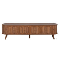 LOWBOARD 180/38/47 cm aus MDF und Holzwerkstoff mit 4 Klapptüren Nussbaum - Braun, Holzwerkstoff (180/47/38cm) - Modenvie