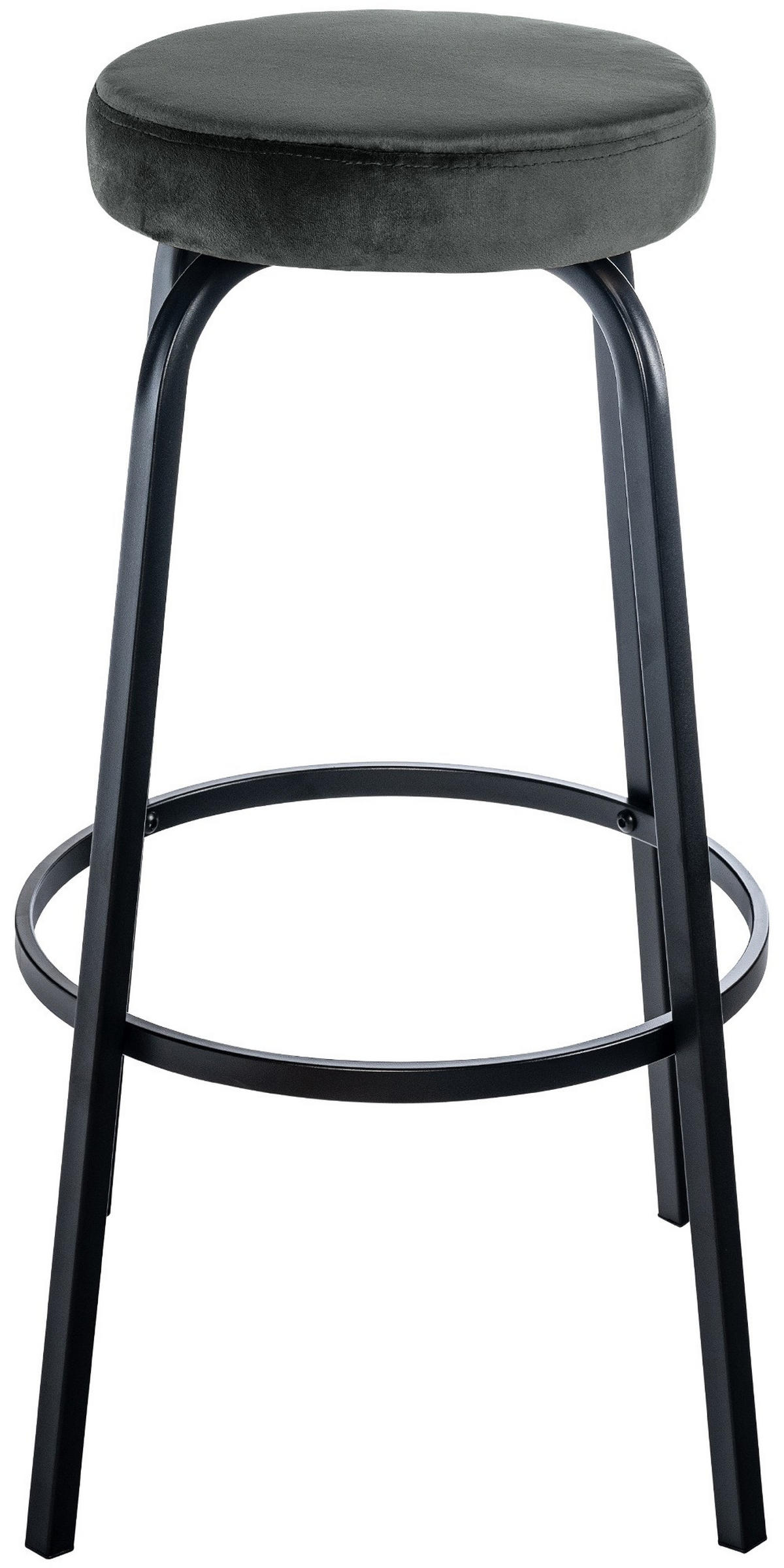 BARHOCKER KOELN Dunkelgrau Samt - Dunkelgrau, Metall (41/78/41cm) - DELUKE
