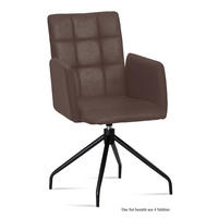 ARMLEHNSTUHL drehbar (4er-Set) Dollie 52x91x60 Schwarz/Braun - Schwarz/Braun, Kunststoff (60/91/52cm) - 58aufmkessel
