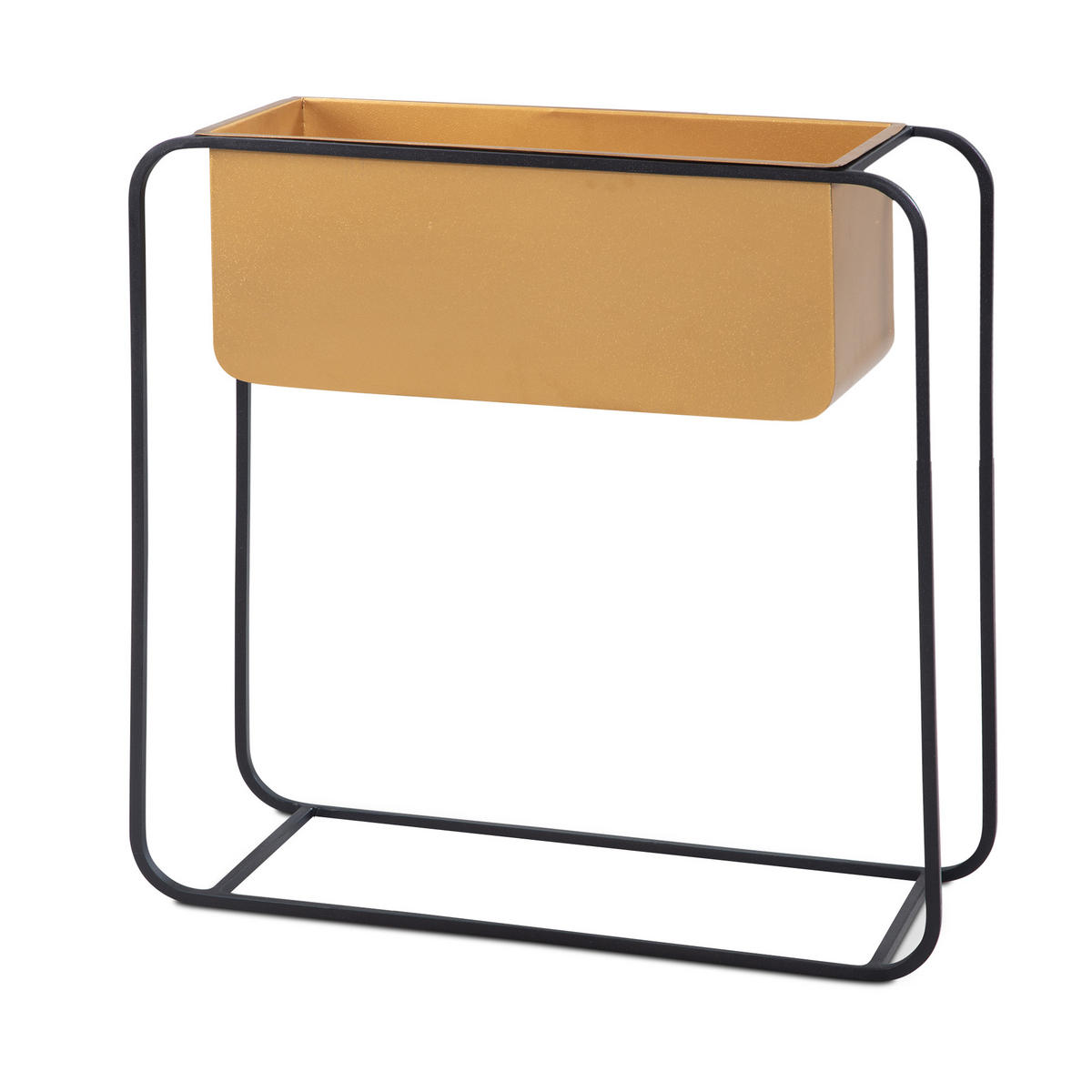 PFLANZKÜBEL Metall Gold/Schwarz 60x60x24 cm rechteckig - Goldfarben, Metall (40/60cm) - KADIMA DESIGN