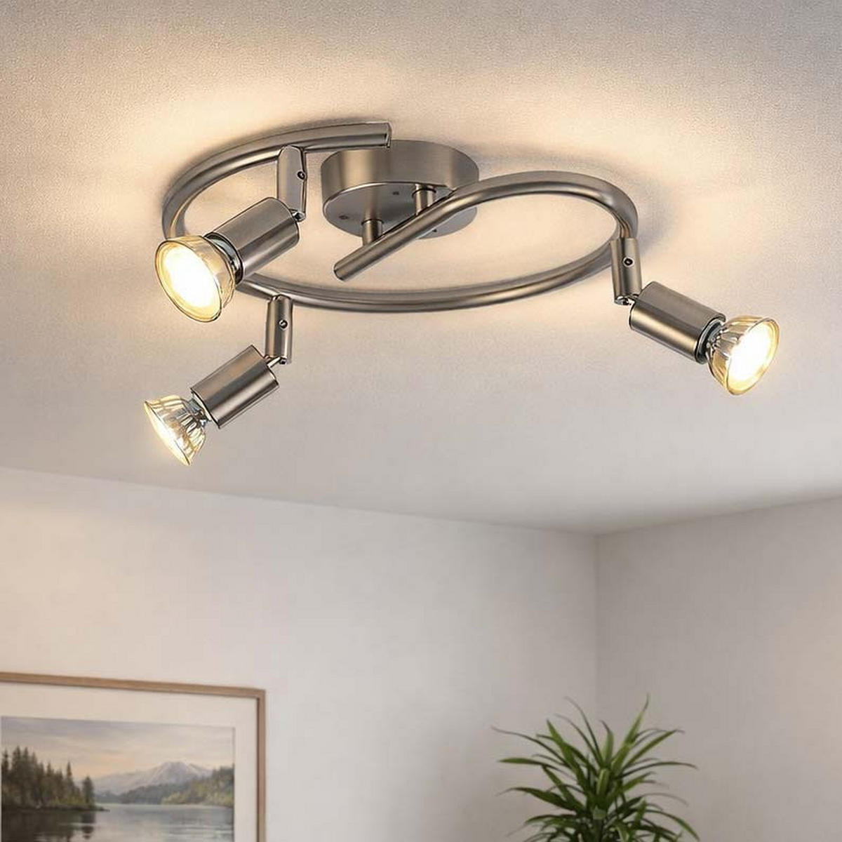 LED DECKENLEUCHTE Metall Silber 3 Flammig - Silberfarben, Metall (25/25/15cm) - Globo Lighting