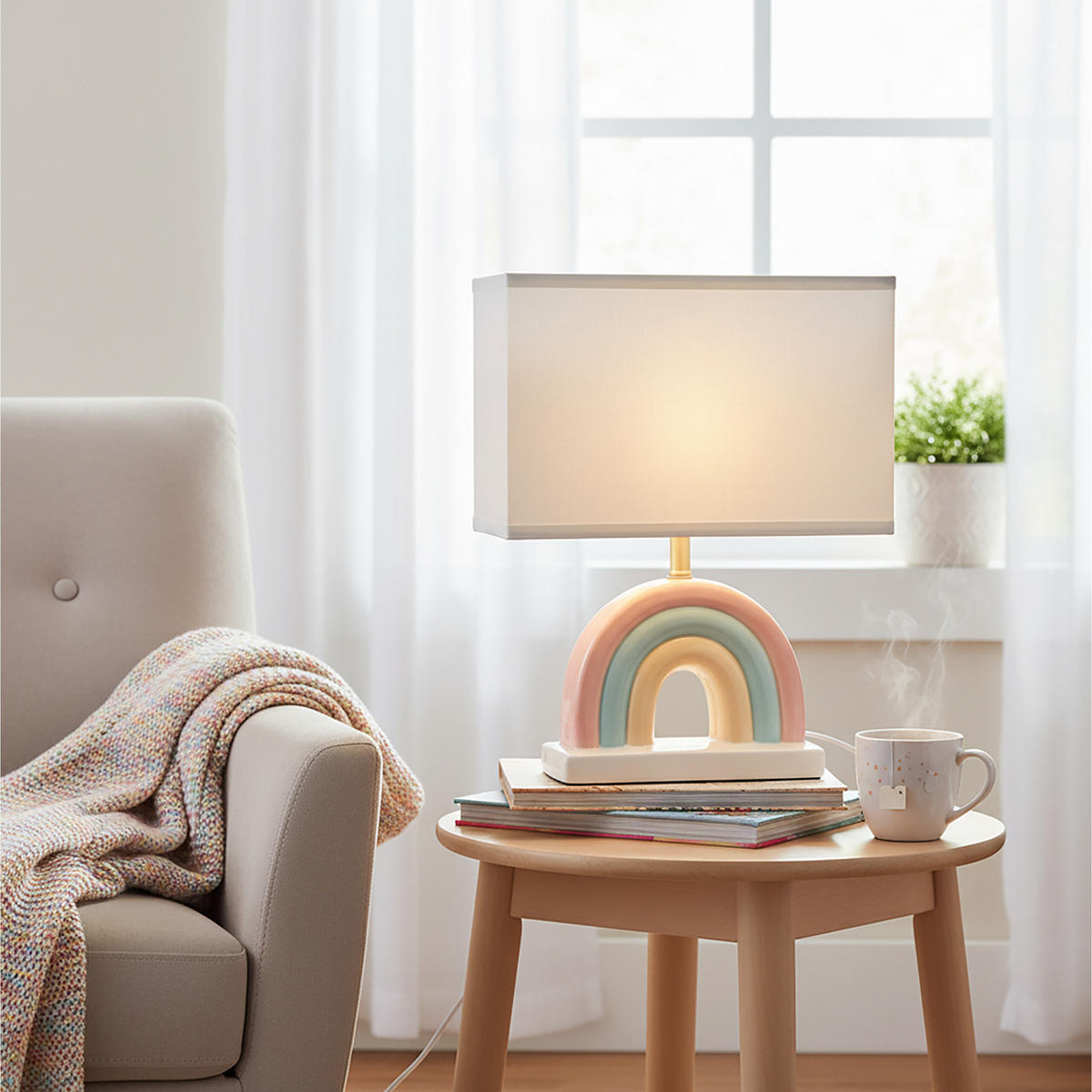 LAMPĂ DE MASĂ Alb ceramică curcubeu E27 60 W 37x28x15 cm - alb, ceramică/material textil (15/28/37cm) - Relaxdays