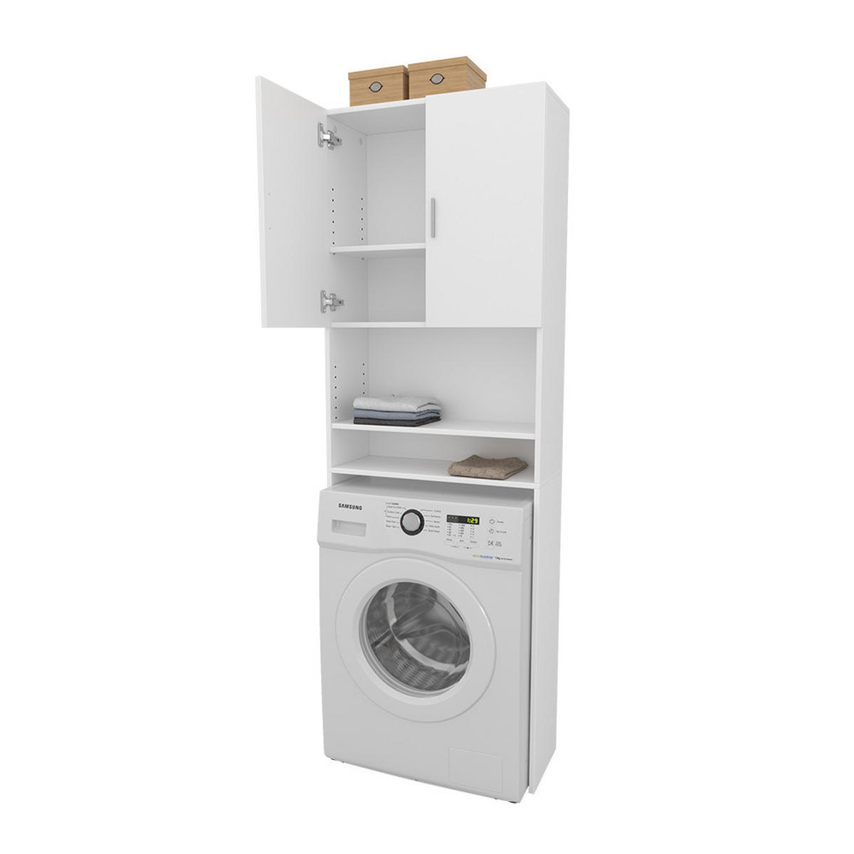 WASCHMASCHINENSCHRANK Martha Weiß 64 x 190 cm mit 2 kurzen Türen - Weiß, Holzwerkstoff (64/190/26cm) - Vicco