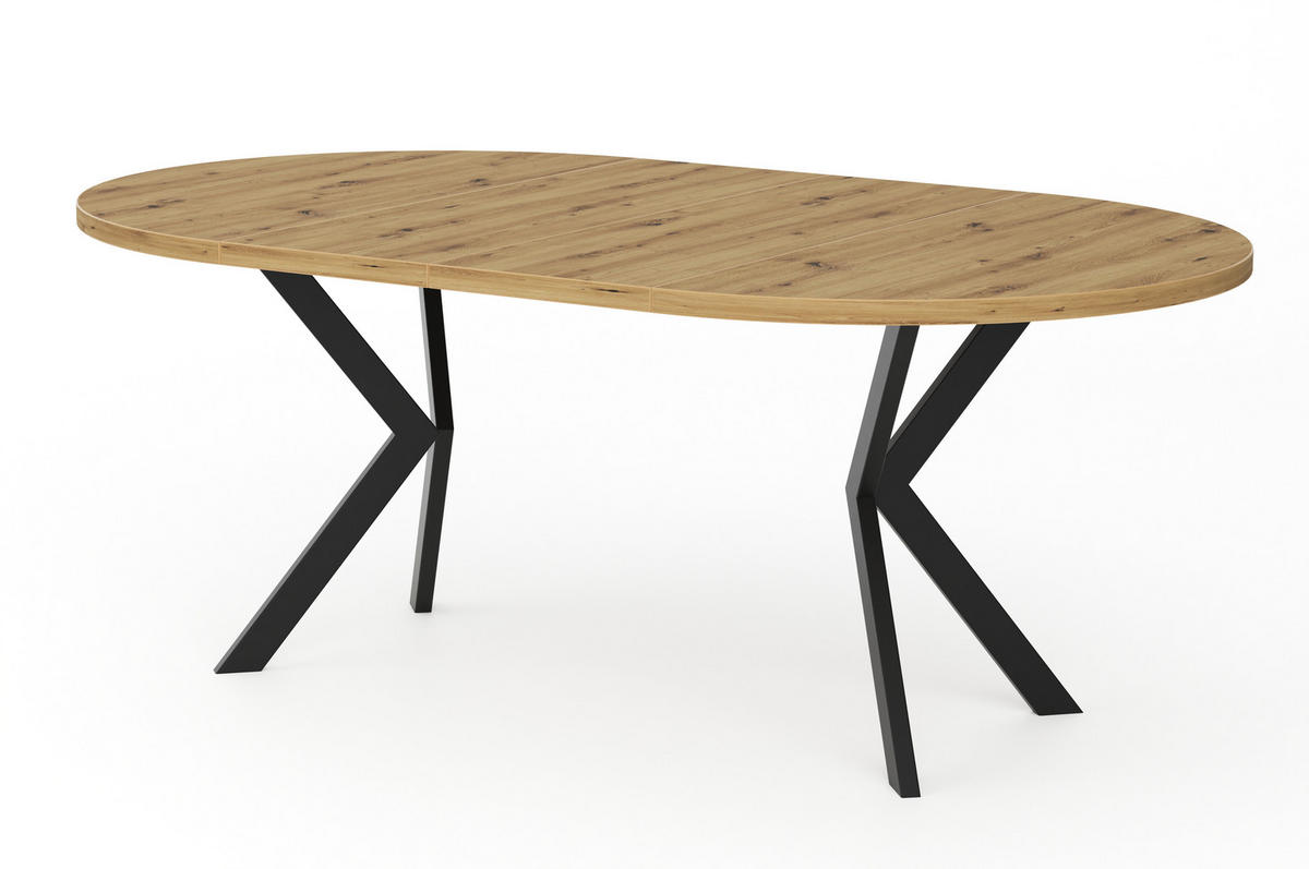 ESSTISCHE EDEN - Honigeiche/Schwarz, Holzwerkstoff (120/120/76cm) - Meblini