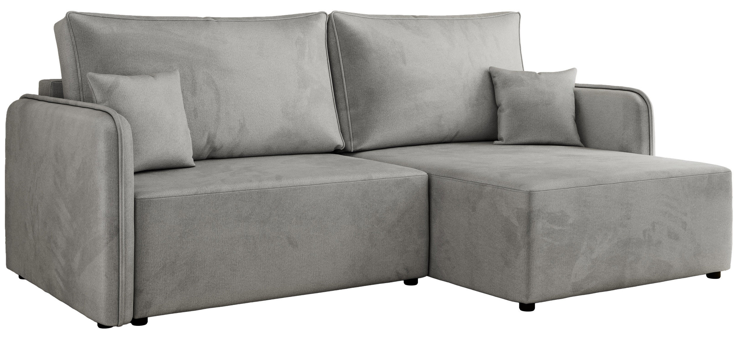 ECKSCHLAFSOFA MESTO L Hellgrau Velvet - rechts - Hellgrau/Schwarz, Kunststoff/Textil (147/227cm) - MKS