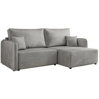 ECKSCHLAFSOFA MESTO L Hellgrau Velvet - rechts - Hellgrau/Schwarz, Kunststoff/Textil (147/227cm) - MKS