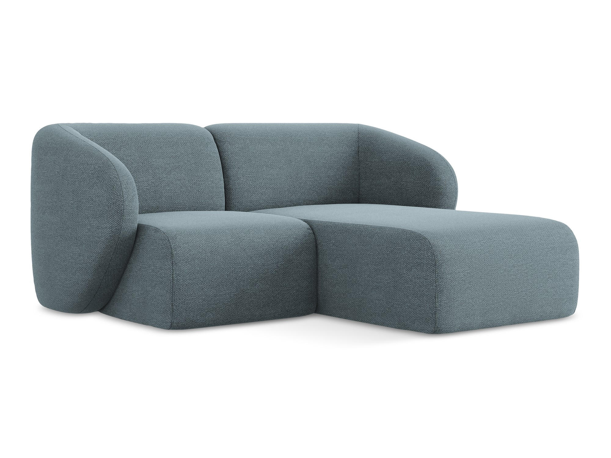 ECKSOFA Rechts Bouclé Stoff Blau - Blaugrau/Schwarz, Holzwerkstoff/Kunststoff (178/166cm) - Makamii
