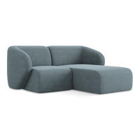 ECKSOFA Rechts Bouclé Stoff Blau - Blaugrau/Schwarz, Holzwerkstoff/Kunststoff (178/166cm) - Makamii