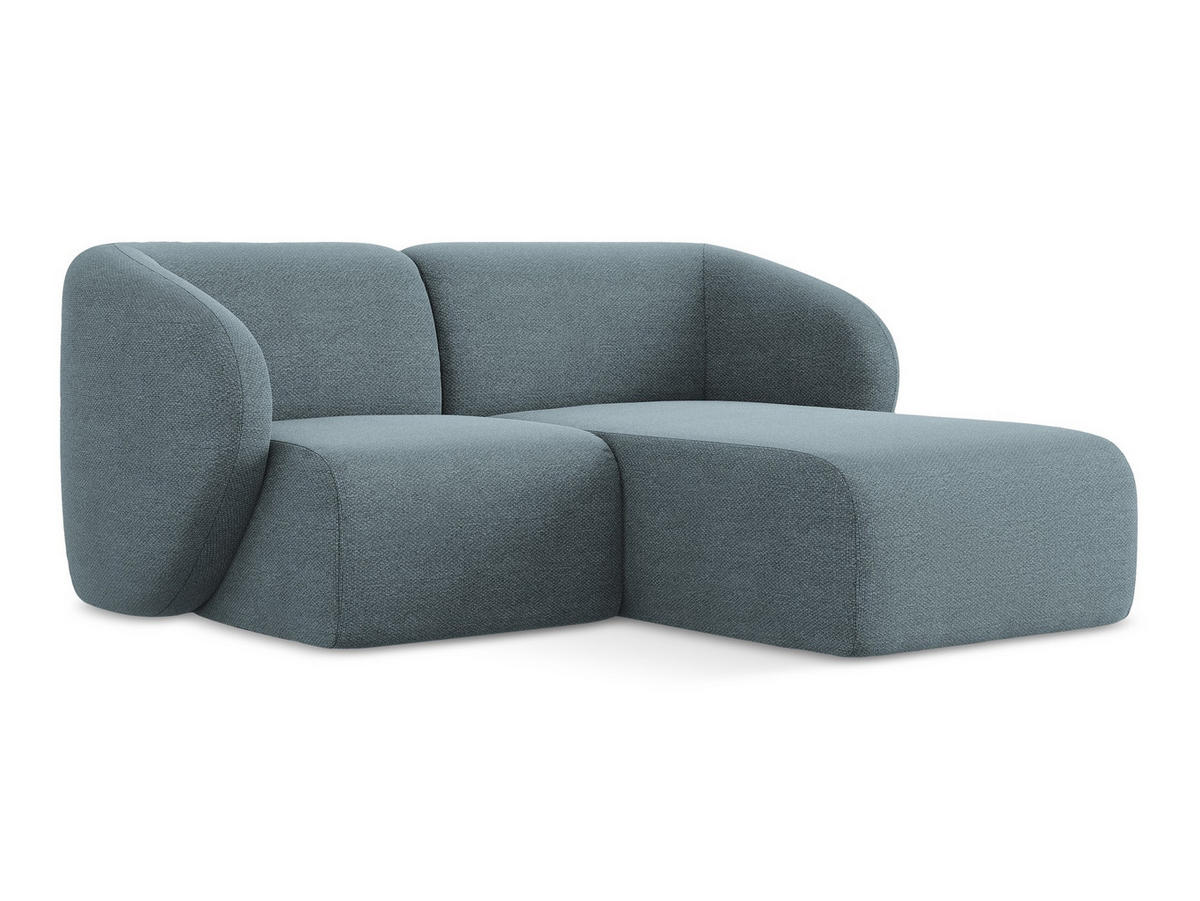 ECKSOFA Rechts Bouclé Stoff Blau - Blaugrau/Schwarz, Holzwerkstoff/Kunststoff (178/166cm) - Makamii