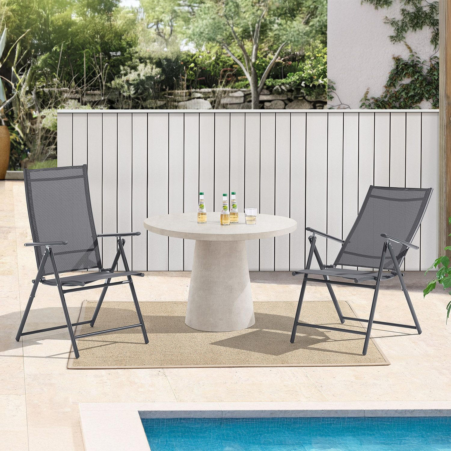 GARTENSTUHL Calena Anthrazit klappbar (4er Set) - Anthrazit, Metall (57/105/68cm) - Juskys