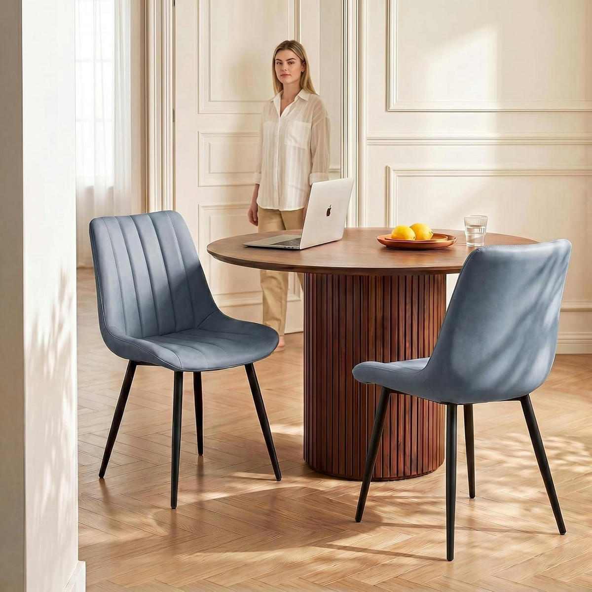 ESSZIMMERSTÜHLE Kunstleder Blau 4er Set - Blau, Kunststoff (53/85/42cm)
