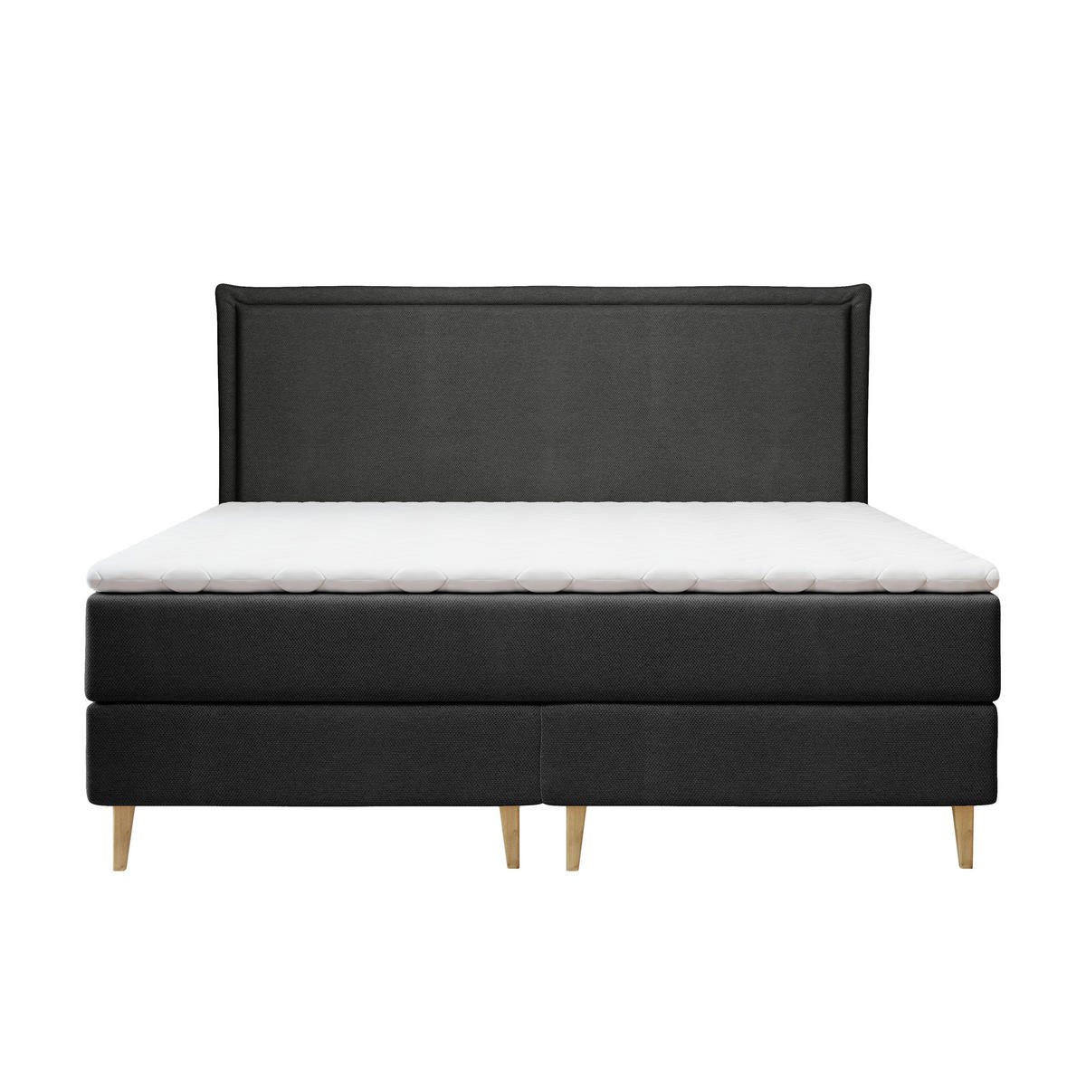 KONTINENTALBETT Calma Schwarz 160/200 cm mit Taschenmatratze - Schwarz/Naturfarben, Holz/Holzwerkstoff (160/200cm) - Maison de Reve