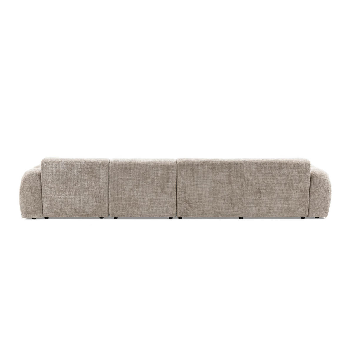 5-SITZER modulares Ecksofa VEER SET 2 Rechts, 175x379 cm, Chenille Webstoff Beige - Beige/Schwarz, Holz/Kunststoff (175/379cm) - Muffo