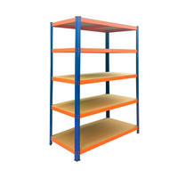 SCHWERLASTREGAL Blau Orange 5 Ebenen Metall - Multicolor, Holzwerkstoff/Kunststoff (100/200/60cm) - Relaxdays
