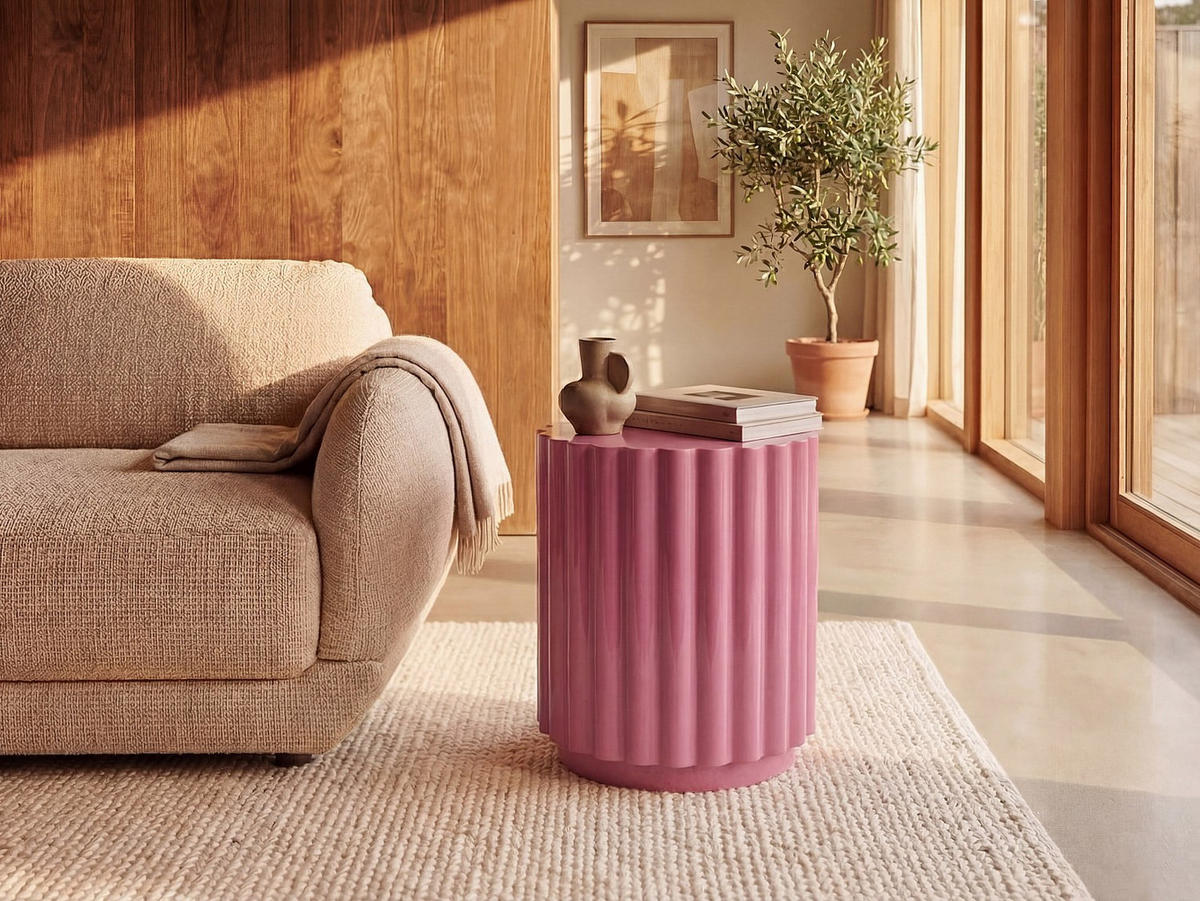 BEISTELLTISCH - 38.5 cm x 38.5 cm - Metall - Rosa - LIMALORA - Pink, Metall (38.5/38.5/46.5cm) - Vente-Unique