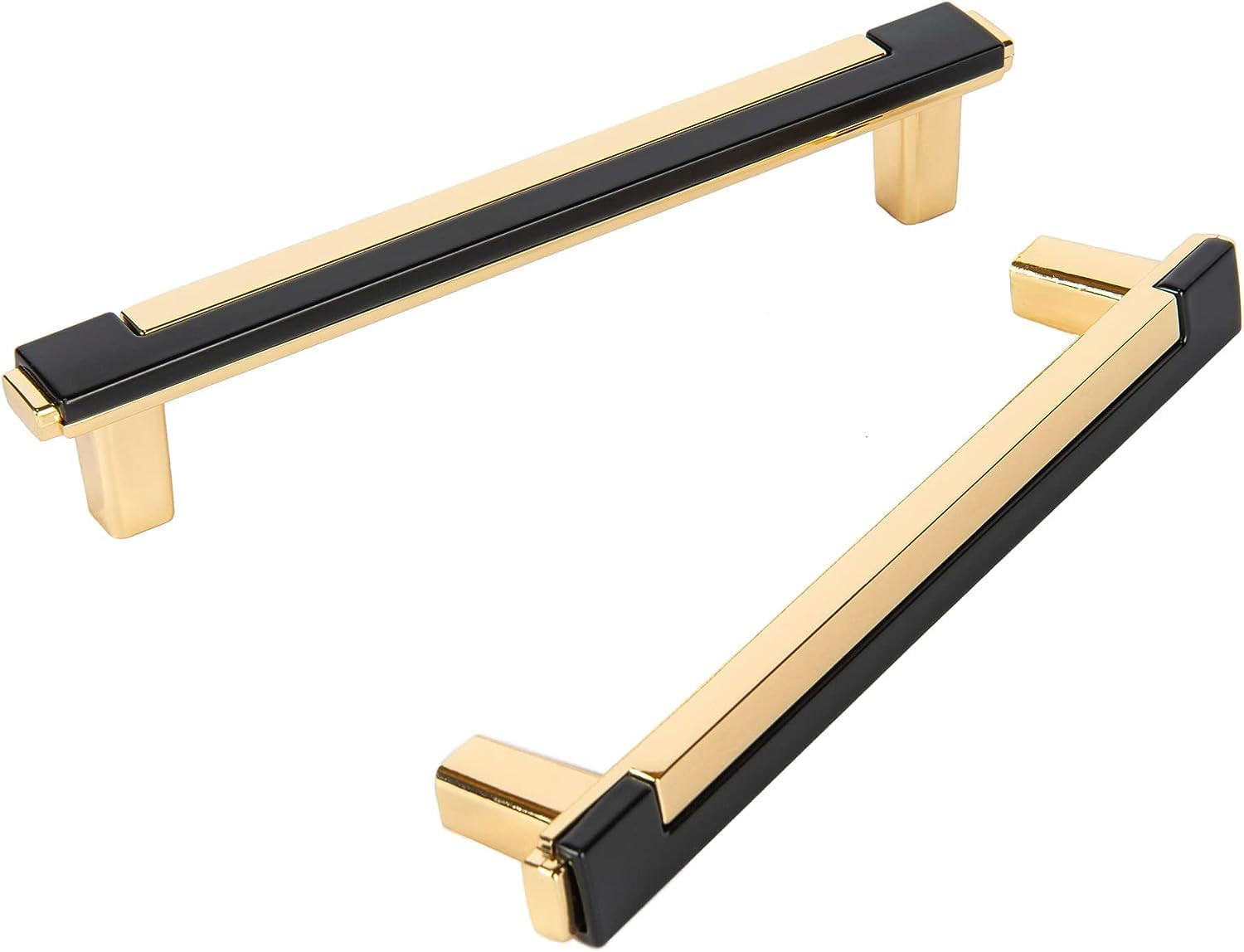 MÖBELGRIFF Gold Schwarz 6er-Set 96 mm Messing - Multicolor, Metall (1.1/3.5/12.2cm)