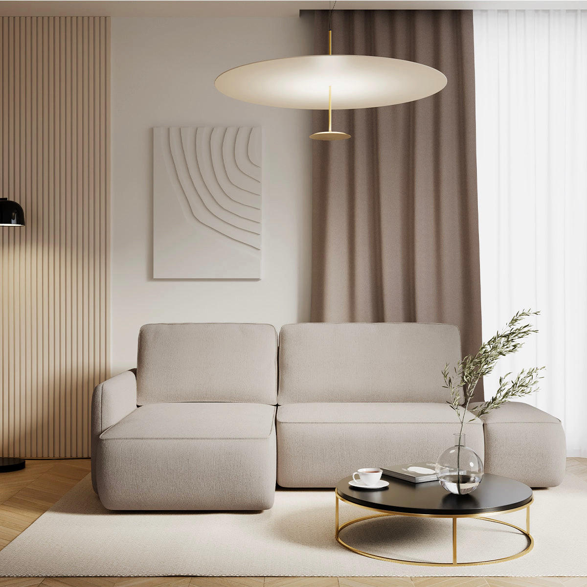 ECKSOFA Alessio 3 Sitzplätze Hellgrau - Grau, Holz (229/148cm) - Petits-meubles