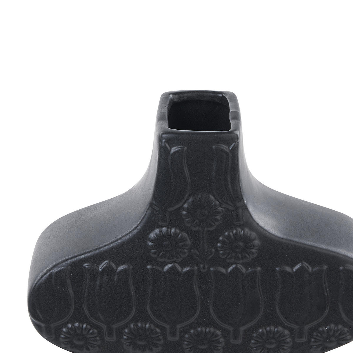 BLUMENVASE Porzellan schwarz Argos - Schwarz, Keramik (25cm) - Beliani