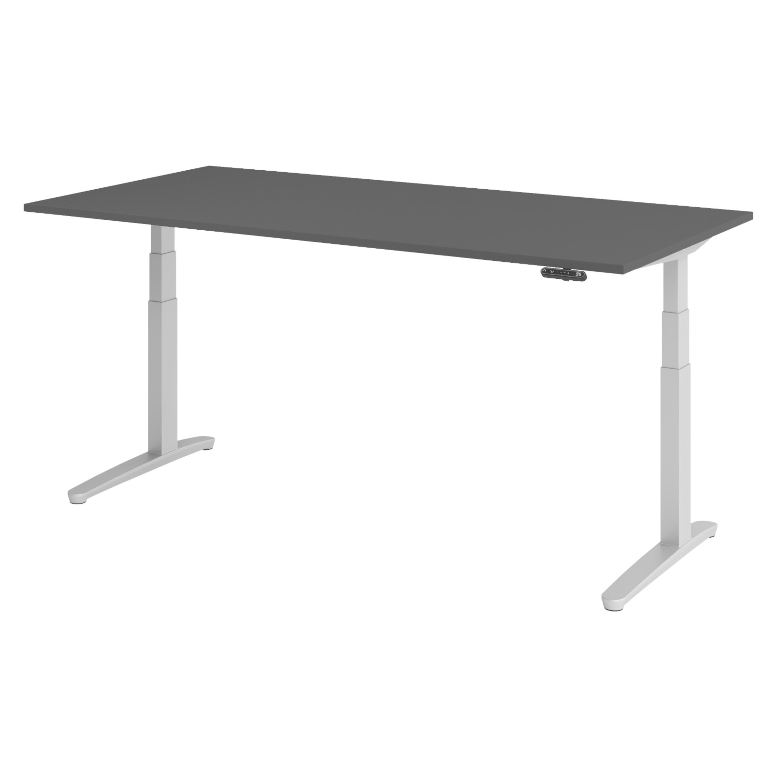 SCHREIBTISCH elektrisch XBHM 100/200/74 cm in Graphitfarben/Silberfarben - Silberfarben/Graphitfarben, Holzwerkstoff (100/200/74cm) - bümö