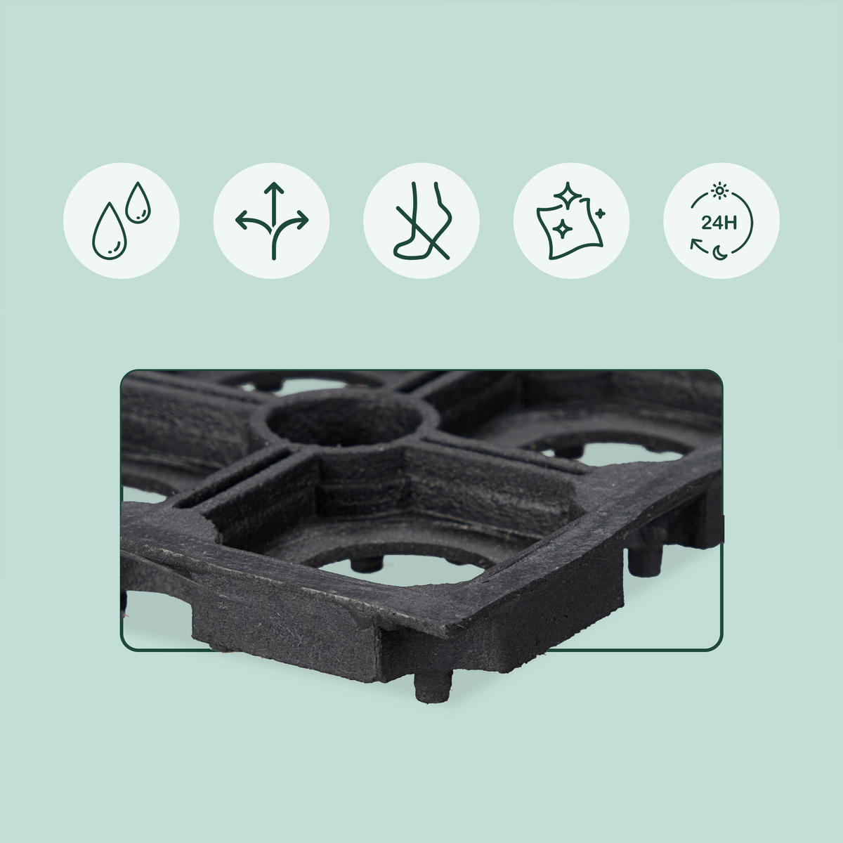 FUßMATTE - Schwarz, Kunststoff (100/50cm) - Relaxdays