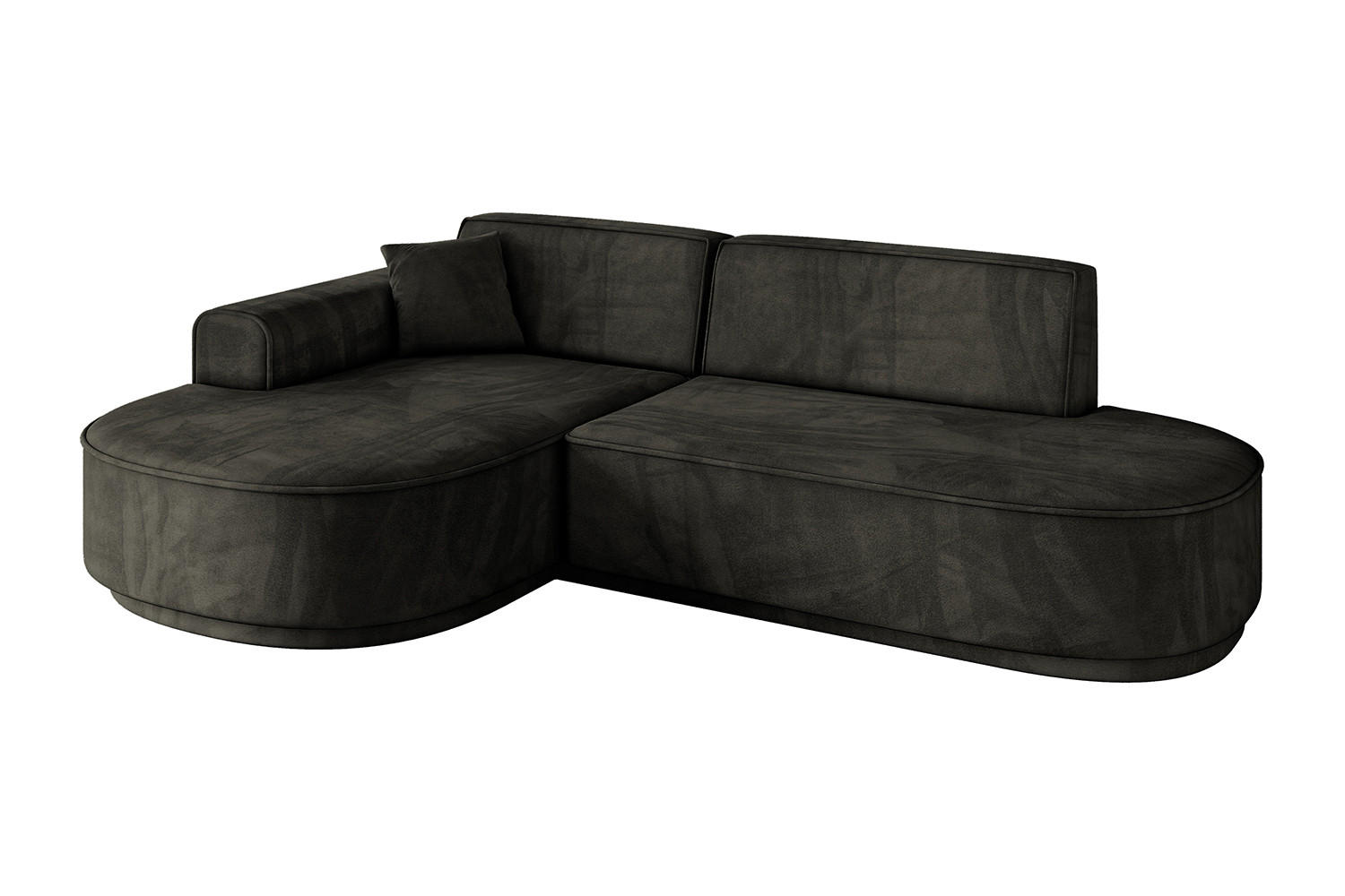 ECKSOFA Ottomane Links MARI-L1-v3 - 243x171x83 cm Schwarz Velours - Schwarz, Holzwerkstoff/Kunststoff (243/171cm) - ALTDECOR